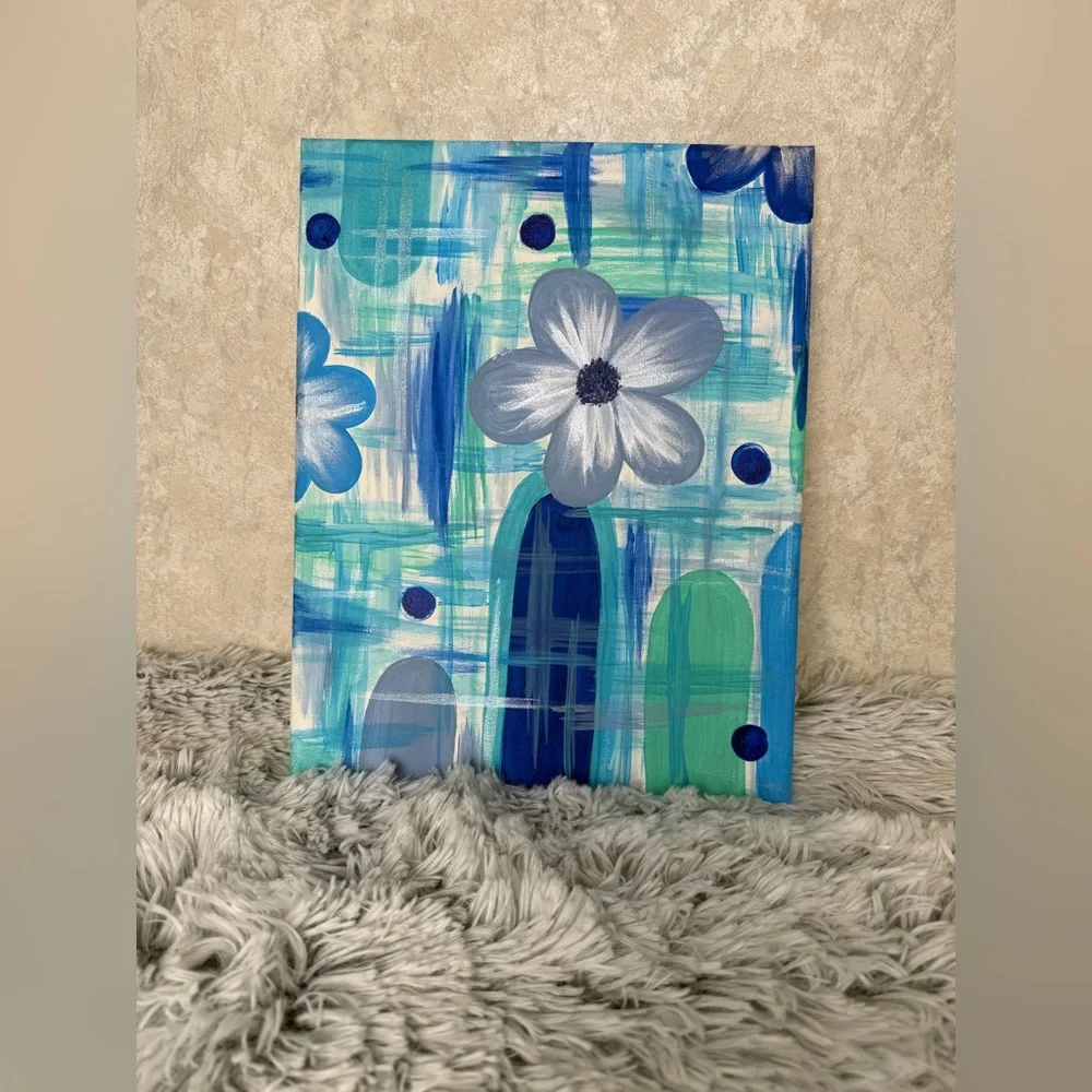 Hand-painted 🎨 Abstract Floral Canvas Art - Picture 3 of 4